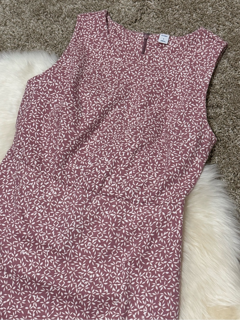 Old Navy Rose-Mauve Sleeveless Floral Sheath Dress Size S - Picture 2 of 7